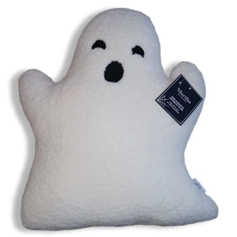 New‎ Martha Stewart White Sherpa Ghost Shaped Throw Pillow 19x22